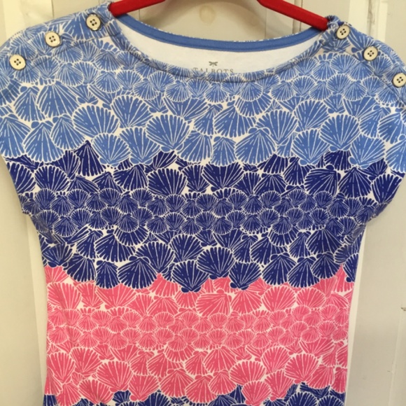 Talbots Blue and Pink Seashell Print Cotton Mini Dress - Picture 5 of 16